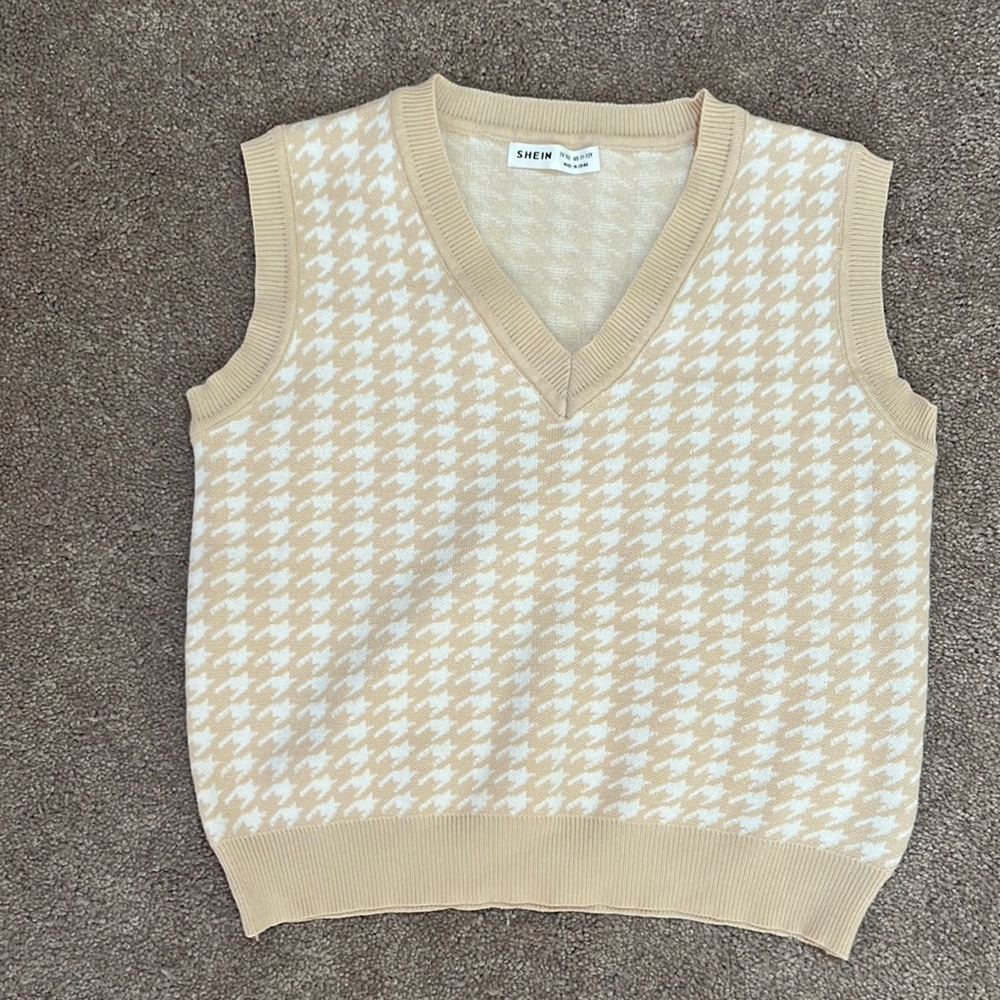 Tan and white cardigan
